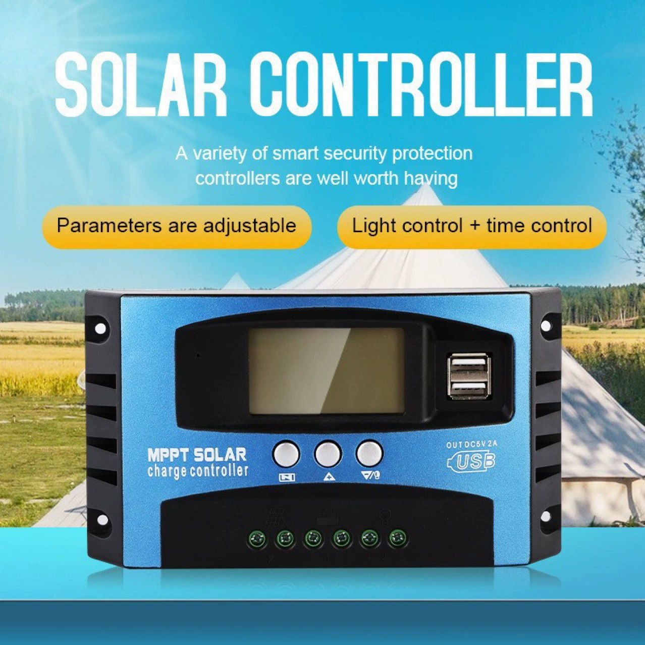Solar panel controller 12V 24V charging controller dual USB ...